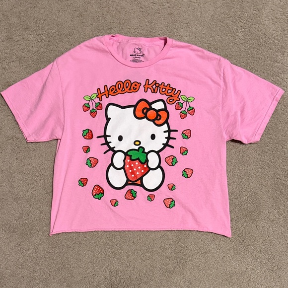Hello Kitty Strawberry Delight Pink Crop Tee - Picture 1 of 3